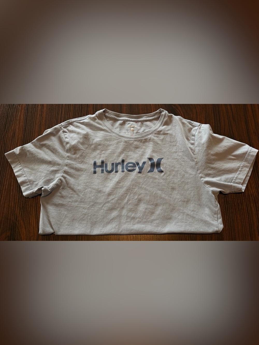 Hurley Men’s Light Gray Logo Short Sleeve Tee with Navy Print Size S